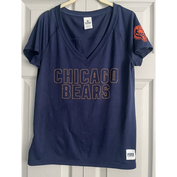 Victoria’s Secret PINK Chicago Bears NFL Bling Rhinestone‎ Jersey Shirt Sz Small - Picture 1 of 7